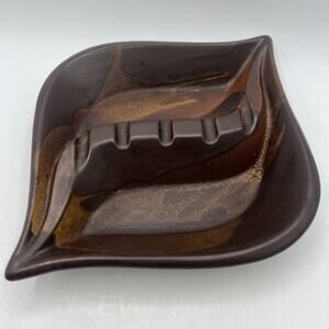 Vtg Royal HAEGER 2094 Brown Earth Wrap Molted Ashtray USA 12.5" MCM 1970s